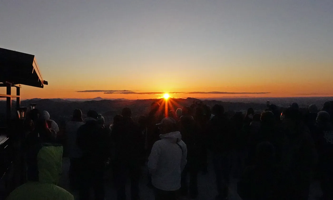 First sunrise at the sky terrace of Mt. Oiwa